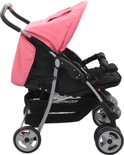 vidaXL Zwillingskinderwagen Rosa und Schwarz von vidaXL