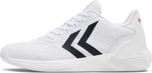 Hummel Algiz III Unisex Indoor Schuhe weiß, Größe 37 - Atmungsaktive Indoor-Schuhe mit stabilisierender Fersenkappe und nicht abfärbender Laufsohle. Ideal für hohen Tragekomfort und Schutz bei jedem Schritt.