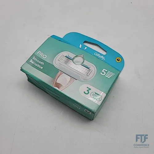 Gillette Venus Pro Smooth Sensitive Rasierer für Damen, 3 Stück, für empfindliche Haut, Authentic, Kartuschen mit 3 Klingen und einem Hauch Aloe Vera gegen Reizung durch die Rasur