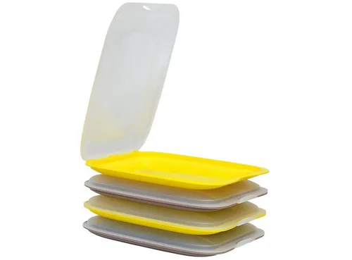 Engelland Frischhaltedose Aufschnittdosen, Aufschnittbox, Kunststoff, (Vorteils-Set, 4-tlg., mit transparentem Deckel), stapelbar, platzsparend, Ordnung im Kühlschrank, Organizer, Stapelbox