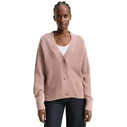 TOM TAILOR DENIM Cardigan für Damen, antique rose melange - Modische Strickjacke für Damen mit V-Ausschnitt und taillenbedeckendem Schnitt. Hergestellt aus weicher Baumwolle, sorgt sie für Komfort im Alltag – ideal für Büro und Freizeit.