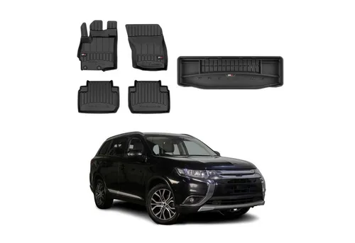 OMAC Fußmatten-Set für Mitsubishi Outlander 2012-2015 - Praktisches Fußmatten-Set mit Kofferraumwanne, einfach zu installieren, rutschfest und leicht zu reinigen. Ideal für optimalen Schutz Ihres Fahrzeugs.