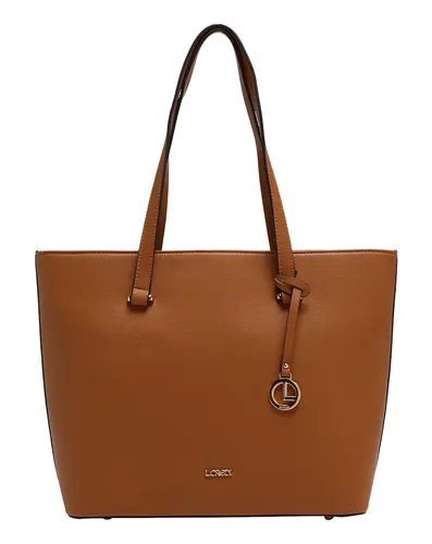 L.CREDI Women's FLIPPA Handbag, Cognac - Damen-Shopper mit praktischer Organizer-Einteilung und Zipperfach, ideal für Wertsachen. Der genarbte Look in mattem Schimmer begeistert und macht die Tasche zum perfekten Begleiter.