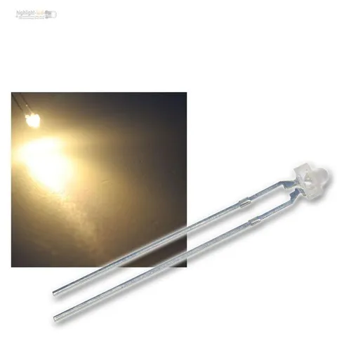 LED 1,8mm WARMWEISS, Linse diffus weiß, im Set, warm-weiße LEDs, warmwhite 25