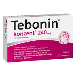 Tebonin konzent 240 mg - 30 Filmtabletten, rezeptfrei und unterstützt die Gedächtnisleistung mit Ginkgo biloba