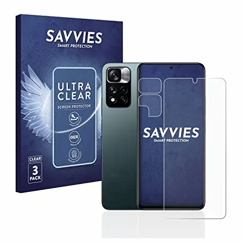 Savvies 6 Stück Schutzfolie für Xiaomi Redmi Note 11 Pro+ 5G (Display+Kamera) Displayschutz-Folie Ultra-Transparent