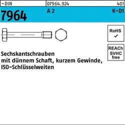 Sechskantschraube DIN 7964 KD1-K Edelstahl A2 M10 x 35 - Eisenwaren: Hochwertige Edelstahl-Sechskantschraube mit dünnem Schaft, ideal für präzise Anwendungen und hohe Korrosionsbeständigkeit.