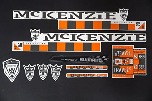 Fahrrad DEKOR Satz Aufkleber Rahmen Schriftzug Sticker MC KENZIE grau orange