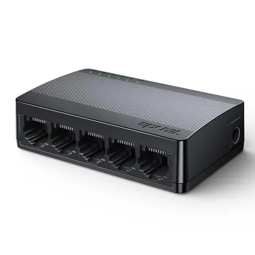 Tenda SG105 LAN Switch 5 Port Gigabit Switch Mini Netzwerk Switch, LAN Hub, LAN Verteiler (Plug-and-Play Ethernet Switch, Lüfterlos, Unmanaged, Schwarz)