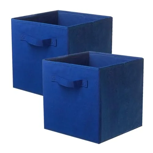 PowerKing Aufbewahrungsbox Organizer aus Stoff, 2-er faltbar Aufbewahrungswürfel Aufbewahrung Box in Würfelform - Blau