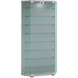 VCM Glasvitrine Cenila XL - Modernes Design mit ESG-Sicherheitsglas - Vitrine aus Glas, Maße H. 114 x B. 83 x T. 17 cm, bietet 8 Einlagenböden und zwei abschließbare Drehtüren für sicheren Stauraum. Ideal für moderne Wohnräume.