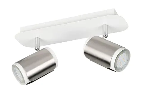 Trio Leuchten Strahler in Weiß und Nickel - Moderne Leuchte aus Metall, 30x16x12 cm, ideal für gezielte Beleuchtung in Wohnräumen oder Büros.