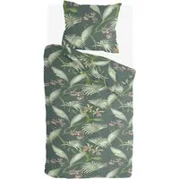 Byrklund Bettwäsche Greens & Flowers, 100% Baumwolle - Bettwäsche in 135x200 cm mit romantischem Blätterdesign, atmungsaktiv und feuchtigkeitsabsorbierend für erholsame Nächte.