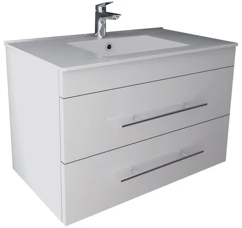 Alpenberger Badmöbel-Set - Waschtisch mit Unterschrank - Badmöbel-Set mit schmutzabweisendem Waschbecken und Softclose-Schubladen für leises Schließen, ideal für modernes Badezimmerdesign.