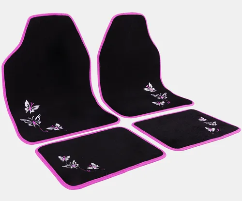 Auto Fußmatten Autoteppiche Textil Matten Set FORD Fiesta MK6 MK7 ST Pink AM7141
