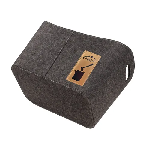 Kestek Brenn-Holzkorb Filzkorb Nepal anthrazit - Aschesauger und Kaminholzkorb aus hochwertigem Filz, ideal für die stilvolle Aufbewahrung von Brennholz mit ergonomischen Tragegriffen für einfachen Transport.