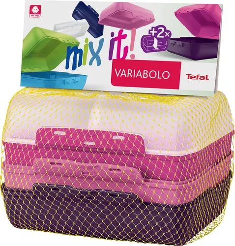 Tefal Variabolo Set Mit 3 Lunch-Boxen Mit Austauschbar Deckel Und Basis Pink