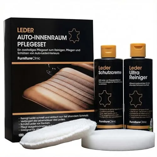 Furniture Clinic Lederpflegeset für Autositze – Premium-Reinigungsset für Autositze 250 ml Lederreiniger & Pflegespülung