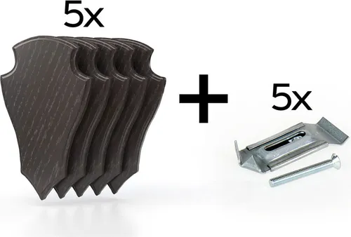 Rehbockbrett Eiche 2 22x13 dunkel - 5er Set mit Metallklammern