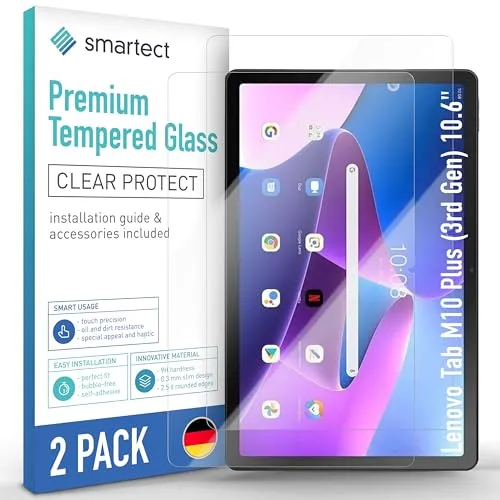 smartect Schutzglas [2 Stück, Klar] kompatibel mit Lenovo Tab M10 Plus (3rd Gen) 10.6