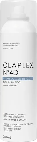 OLAPLEX No. 4D Clean Volume Detox Dry Shampoo 250 ml - Dieses Trockenshampoo sorgt für frisches Haar und eine gepflegte Kopfhaut. Es absorbiert überschüssiges Fett und neutralisiert unangenehme Gerüche, ideal für den schnellen Style zwischen den Haarwäschen.