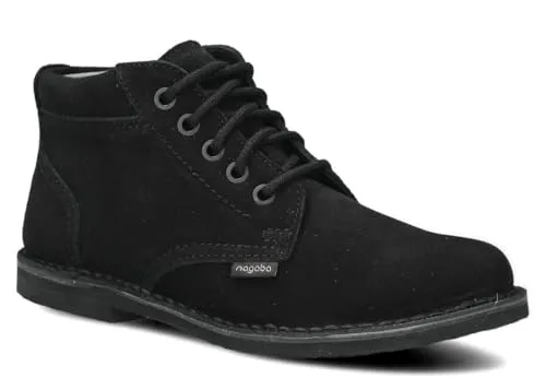 nagaba - Boots Herren - Stiefel Herren - Welourschuhe Herbst, Boots Leder, Schnürschuhe, Herrenstiefeletten - Styrogum, Modell 076 - Schwarz - 46