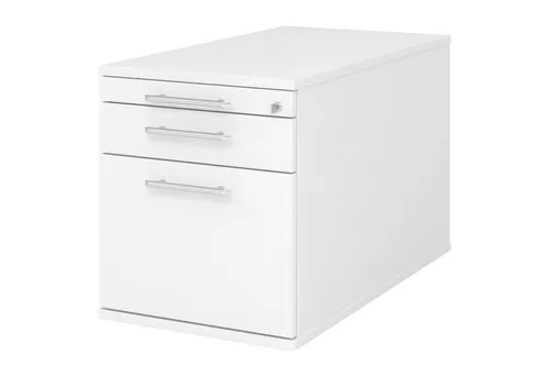 bümö Rollcontainer office Bürocontainer - mit Hängeregistratur, Dekor: Weiß mit Relinggriff (Kunststoff)