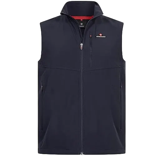 Höhenhorn Allalin Herren Weste Softshell Dunkelblau Gr. L - Herren-Westen, atmungsaktive und wasserabweisende Softshellweste mit mehreren Reißverschlusstaschen – ideal für Freizeit und Sport an wechselhaften Tagen.