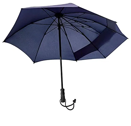 EuroSCHIRM Swing Backpack - Handfreier Rucksackschirm in Marineblau - Taschenschirme mit verlängertem Bezug für optimalen Schutz und Komfort beim Reisen oder Wandern.