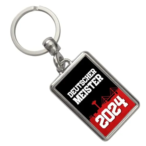 speecheese Leverkusen Schlüsselanhänger mit Spruch Deutscher Meister 2024 Fußballbegeisterte Leverkusen-Fans feiern die Meisterschaft am Rhein NRW mit Meisterschale