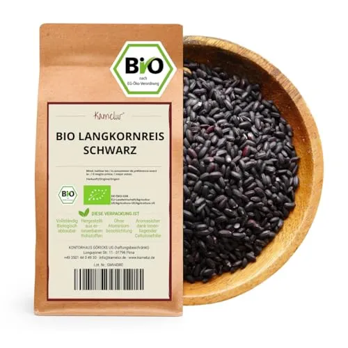 Kamelur Bio Langkornreis schwarz (500g), schwarzer Vollkornreis Langkornreis BIO ohne Zusätze
