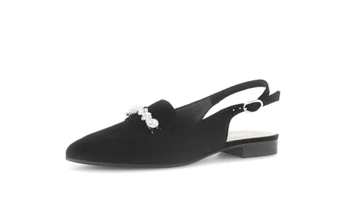 Gabor Slingpumps mit Blockabsatz - Elegante Slingpumps in spitz zulaufender Form aus Ziegenveloursleder, ideal für besondere Anlässe. Mit gepolsterter Innensohle und Schmucksteinen für einen festlichen Look.