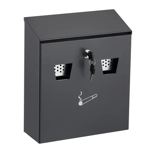 Wandaschenbecher Hängeaschenbecher aus Metall in grau von Relaxdays