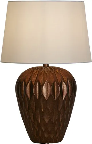 Searchlight Tischleuchte Rosetta 1Lt – Elegante Tischlampe mit Bronzeharz und Leinenschirm