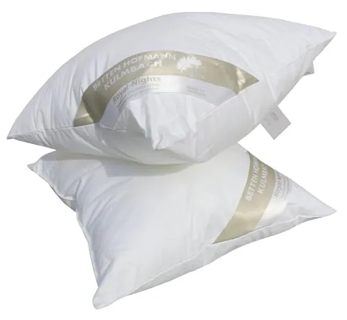 Betten Hofmann Kunstfaserkopfkissen 2 Stück - Kissen für Allergiker, 40x40cm, mit 100% Baumwollbezug, hautfreundlich und temperaturausgleichend. Waschbar bis 60°C, trocknergeeignet - made in Germany.