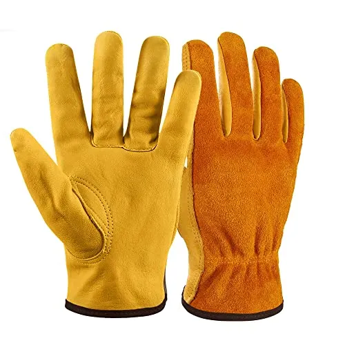 NickyPicky Arbeitshandschuhe Herren und Damen – Gartenhandschuhe Dornenfest aus Leder – schützende Handschuhe für Garten, Baustelle und Holzarbeiten – robust, atmungsaktiv, mit starkem Grip - Medium