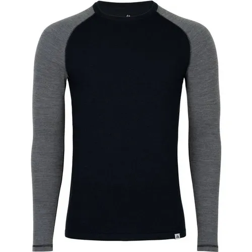 MERINOWOLLE BASELAYER SHIRT FÜR HERREN - Hochwertiges Funktionsshirt in Schwarz/Dunkelgrau - Funktionsunterwäsche aus hochwertigem Merino-Blend für optimale Atmungsaktivität und Temperaturkontrolle, ideal für Outdoor-Sport und Alltag.