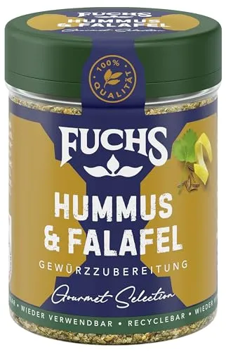 Fuchs Gourmet Selection Orient – Hummus & Falafel Gewürzzubereitung, nordafrikanische Gewürzmischung, nachfüllbarer Gewürz Mix, ideal als Dip-Würzer, vegan, 70 g
