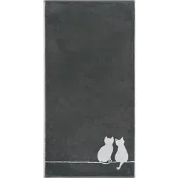 CaWö Handtuch Cute Cats 50 x 100 cm Baumwolle Basalt in grau von CAWÖ