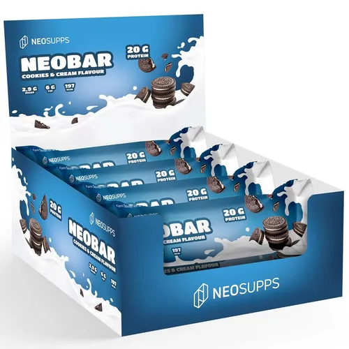 Neosupps NeoBar Proteinriegel Cookies & Cream - 12 x 60g - Genieße den köstlichen Proteinriegel