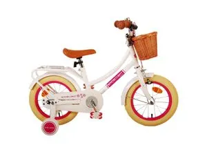 VOLARE Kinderfahrrad Excellent, 14 Zoll, weiß - Retro-Look für kleine Radfahrer - Kinderfahrrad für Mädchen, 14 Zoll, mit abnehmbaren Seitenrädern, geschlossenen Kettenschutz und höhenverstellbarem Sattel. Ideal für sicheres Fahren und Lernen!