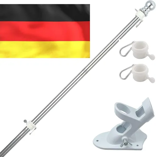 Aluminium Fahnenmast mit Edelstahl Halterung und Deutschlandfahne