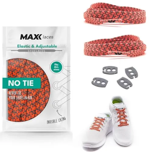 MAXX laces – Flache elastische Schnürsenkel ohne Binden mit Invisible Lacing System – Flexible Gummischnürsenkel für Alltag, Sport, Kinder, Senioren – Einstellbar & haltbar, 30+ Farben