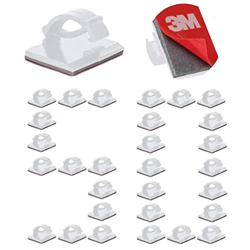 Pcs Kabelhalter Selbstklebend Dauerhaft für Büro mit 3M Outdoor & Indoor | Kabelclips für Kabel Organizer, Kabelführung Kabelklemmen am Schreibtisch für Lichterkette Befestigung/Haus/Ladegerät|Weiß 50
