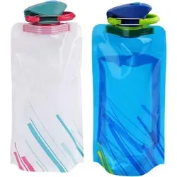 Trinkflasche faltbar wiederverwendbar 2 Stück (Blau+weiß) 2 Stück