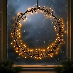 LED Deko Kranz RING mit 192 goldenen LEDs