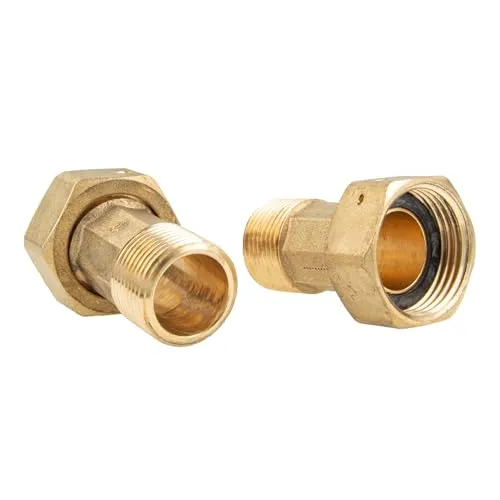 JS Wasserzähler Verschraubungen 2 1/2 Zoll Überwurfmutter x 2 Zoll AG - 2-er Set - Leitungsinstallation: Hochwertige Messingverschraubungen mit Dichtungen und Plombierlöchern für sichere Montage und zuverlässige Wasserzählung.