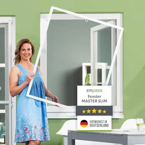 empasa Insektenschutz Fliegengitter Fenster Alurahmen individuell zuschneidbar Master Slim weiß, braun oder anthrazit in verschiedenen Größen