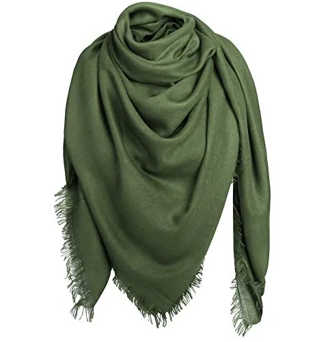 Superora Damen Halstuch Schultertuch Schal Scarf Stola Quadratischer Deckenschal mit Fransen 140 * 140cm