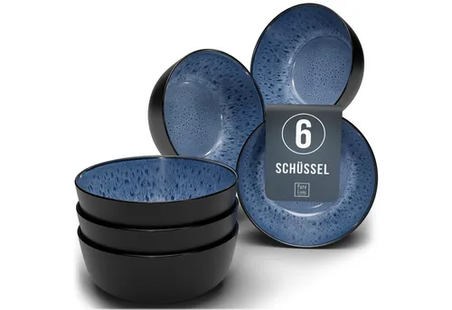 Steingut Müslischalen Set für 6 Personen Ibiza in blau von PURE LIVING INTERIOR DESIGN